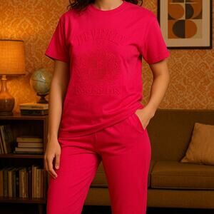 Vintage Beverly Hills Rodeo Dr. Embossed Hot Pink 2-Piece Set